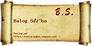 Balog Sába névjegykártya